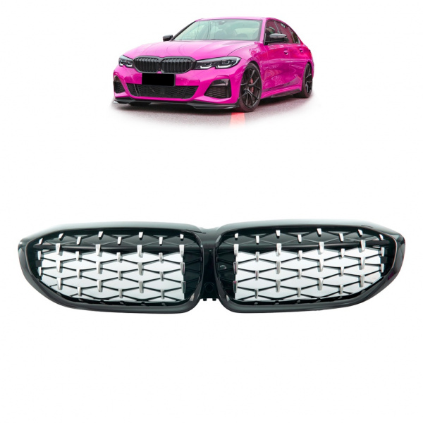 Upgrade "Teardrop" Design Sportgrill Frontnieren für BMW 3er G20 / G21 19-22 Hochglanz schwarz/chrom