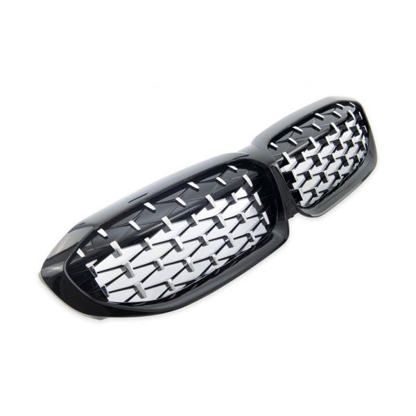 Upgrade "Teardrop" Design Sportgrill Frontnieren für BMW 3er G20 / G21 19-22 Hochglanz schwarz/chrom