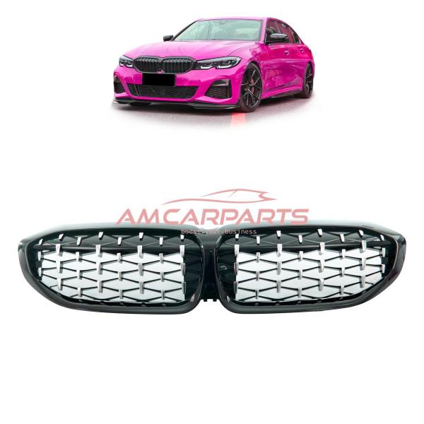 Upgrade "Teardrop" Design Kühlergrill / Sportgrill passend für BMW 3er G20 / G21 Vor-Facelift 19-22 Hochglanz schwarz / chrom