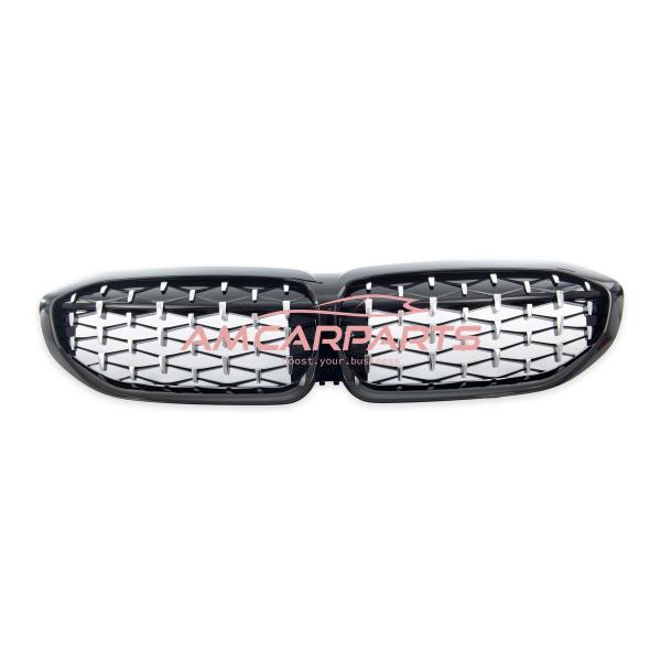 Upgrade "Teardrop" Design Kühlergrill / Sportgrill passend für BMW 3er G20 / G21 Vor-Facelift 19-22 Hochglanz schwarz / chrom