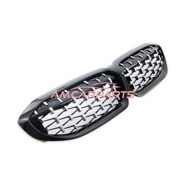 Upgrade "Teardrop" Design Kühlergrill / Sportgrill passend für BMW 3er G20 / G21 Vor-Facelift 19-22 Hochglanz schwarz / chrom