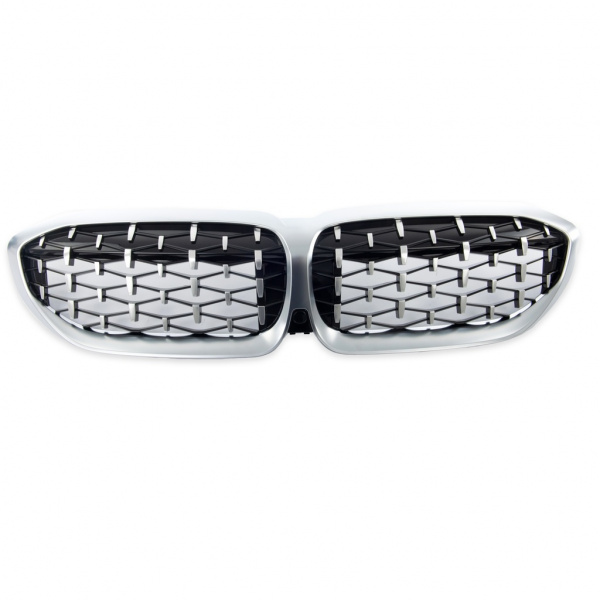 Upgrade "Teardrop" Design Sportgrill Frontnieren für BMW 3er G20 / G21 19-22 Hochglanz schwarz/Matt silber