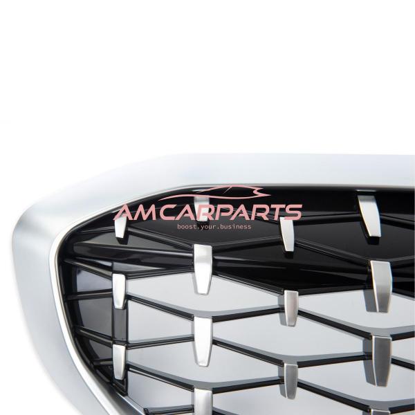 Upgrade "Teardrop" Design Kühlergrill / Sportgrill passend für BMW 3er G20 / G21 Vor-Facelift 19-22 Hochglanz schwarz / Matt silber