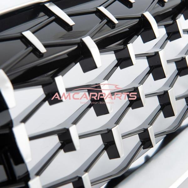 Upgrade "Teardrop" Design Kühlergrill / Sportgrill passend für BMW 3er G20 / G21 Vor-Facelift 19-22 Hochglanz schwarz / Matt silber