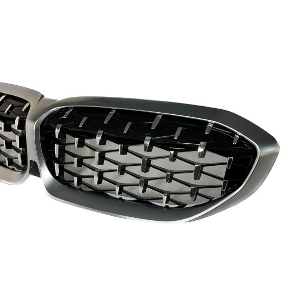 Upgrade "Teardrop" Design Sportgrill Frontnieren für BMW 3er G20 / G21 19-22 Hochglanz schwarz/Matt chrom