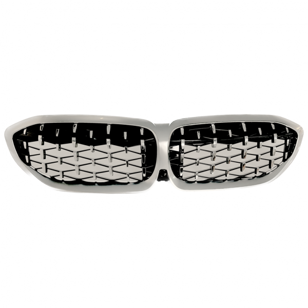 Upgrade "Teardrop" Design Sportgrill Frontnieren für BMW 3er G20 / G21 19-22 Hochglanz schwarz/Matt chrom