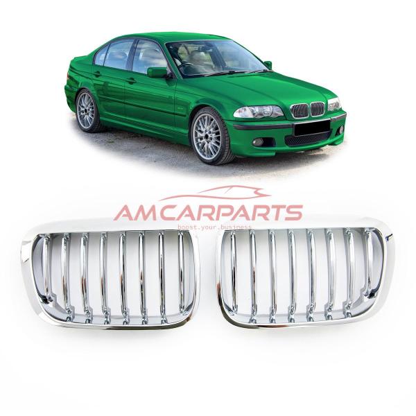 Upgrade Design Kühlergrill / Sportgrill passend für BMW 3er E46 Vor-Facelift Limousine/Touring/Compact 98-01 chrom