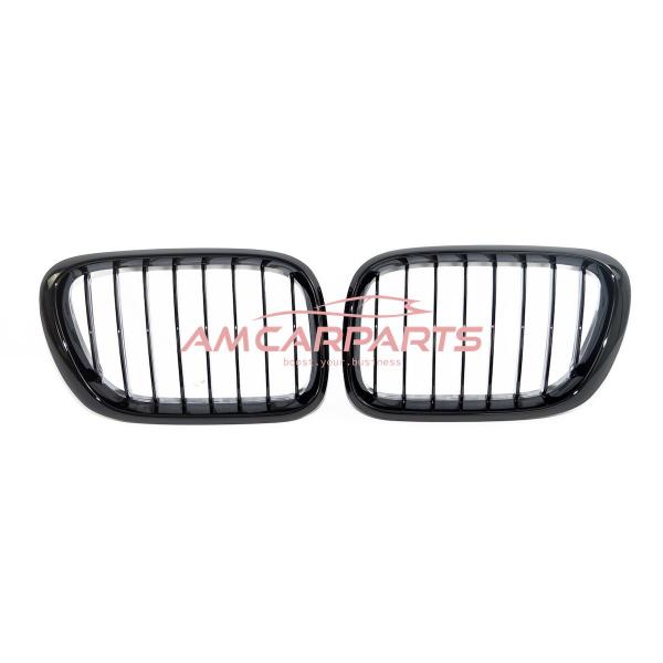 Upgrade Design Kühlergrill / Sportgrill passend für BMW X5 E53 Vor-Facelift 99-03 Hochglanz schwarz