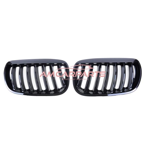 Upgrade Design Kühlergrill / Sportgrill passend für BMW X5 E53 Facelift 03-06 Hochglanz schwarz