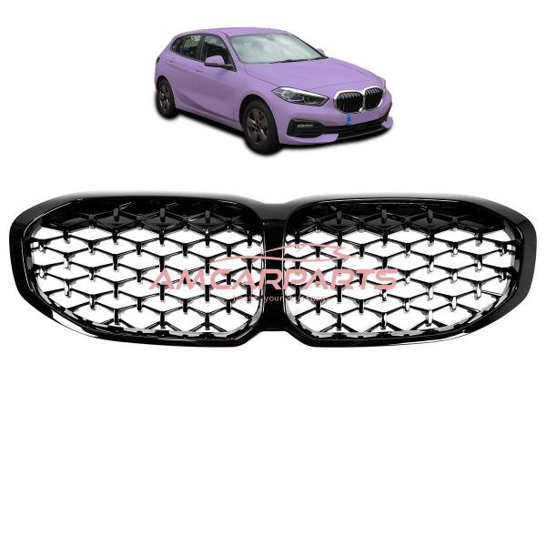 Upgrade "Teardrop" Design Kühlergrill / Sportgrill passend für BMW 1er F40 19+ Hochglanz schwarz / chrom