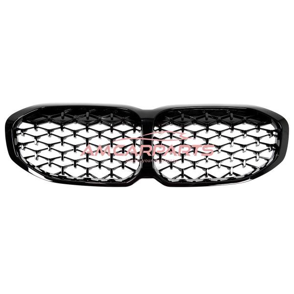 Upgrade "Teardrop" Design Kühlergrill / Sportgrill passend für BMW 1er F40 19+ Hochglanz schwarz / chrom