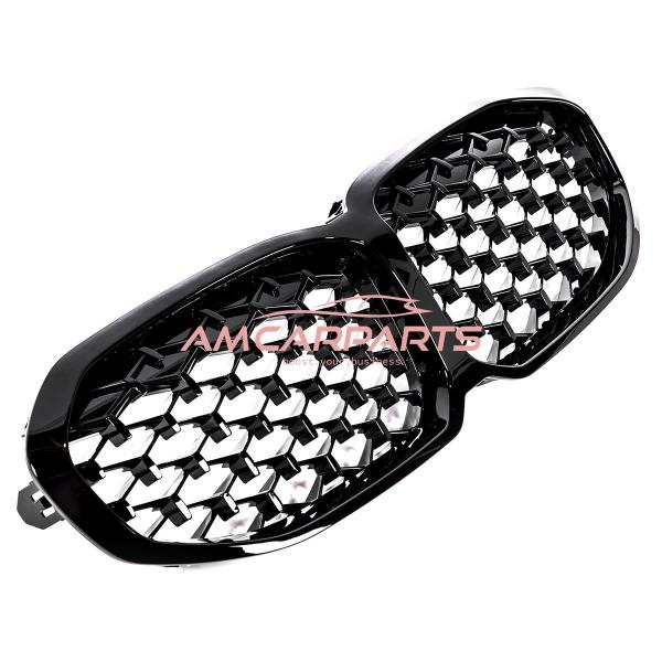 Upgrade "Teardrop" Design Kühlergrill / Sportgrill passend für BMW 1er F40 19+ Hochglanz schwarz / chrom