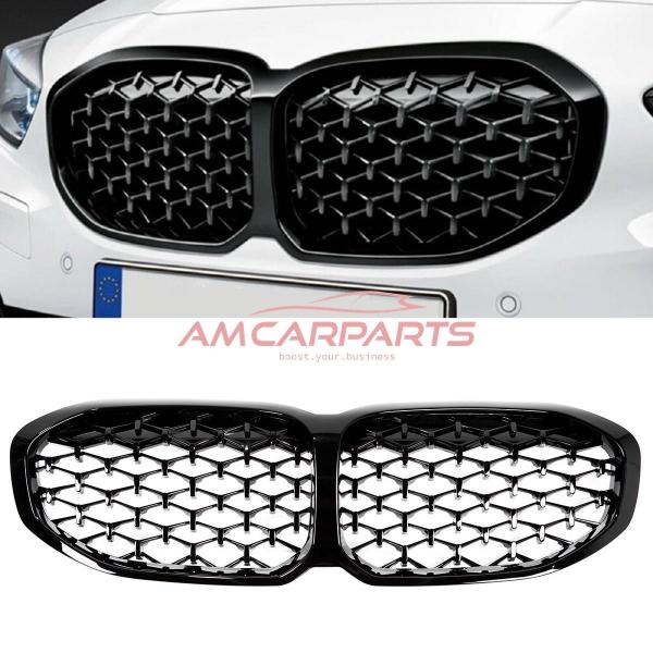 Upgrade "Teardrop" Design Kühlergrill / Sportgrill passend für BMW 1er F40 19+ Hochglanz schwarz / chrom