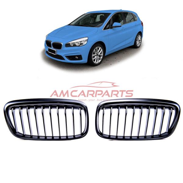 Upgrade Design Kühlergrill / Sportgrill passend für BMW 2er F45 Vor-Facelift 14-18 Matt schwarz