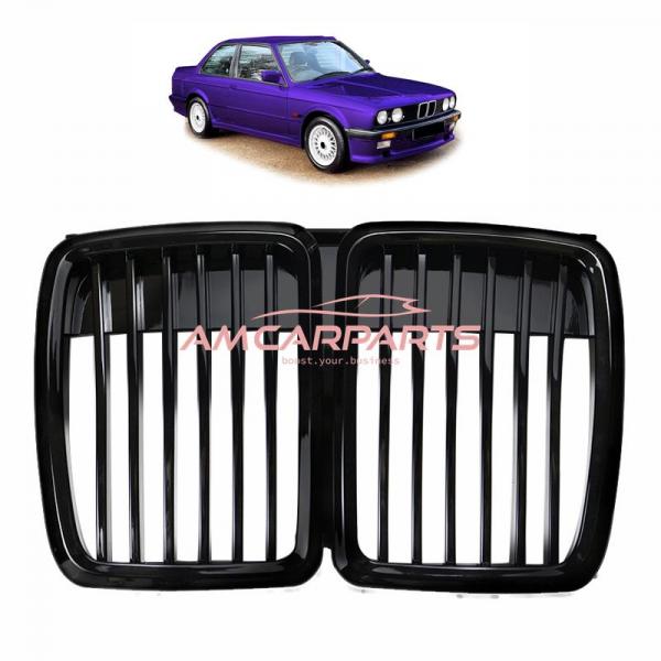 Upgrade Design Kühlergrill / Sportgrill passend für BMW 3er E30 87-94 Hochglanz schwarz