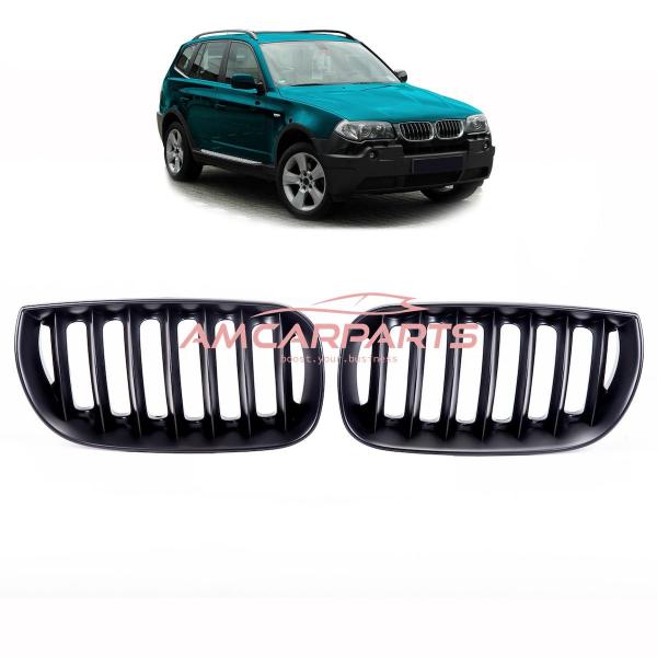 Upgrade Design Kühlergrill / Sportgrill passend für BMW X3 E83 Vor-Facelift 03-06 Matt schwarz