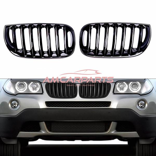 Upgrade Design Kühlergrill / Sportgrill passend für BMW X3 E83 Vor-Facelift 03-06 Hochglanz schwarz