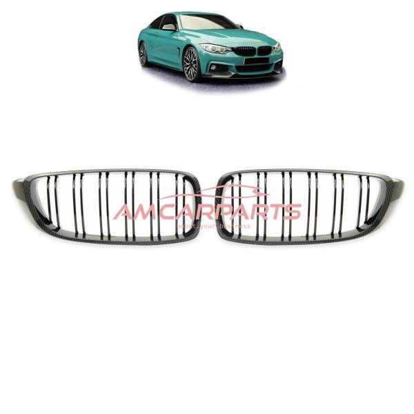 Upgrade Design Kühlergrill / Sportgrill passend für BMW 4er F32 / F33 / F36 13-21 Carbon-Optik / Hochglanz schwarz