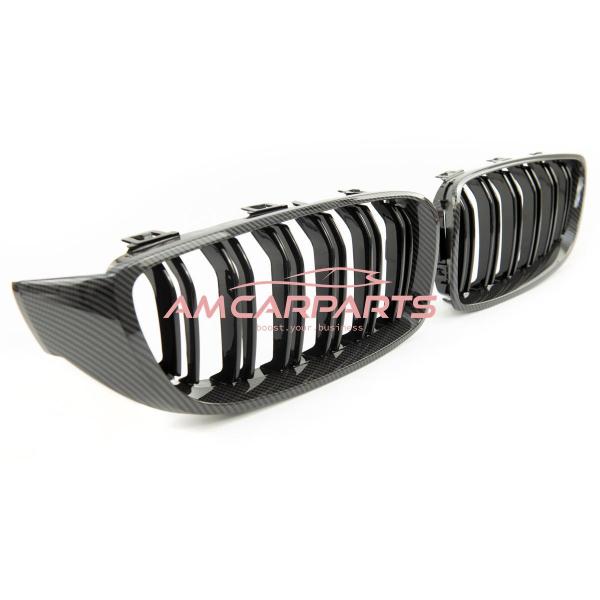 Upgrade Design Kühlergrill / Sportgrill passend für BMW 4er F32 / F33 / F36 13-21 Carbon-Optik / Hochglanz schwarz