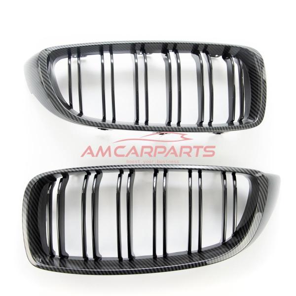 Upgrade Design Kühlergrill / Sportgrill passend für BMW 4er F32 / F33 / F36 13-21 Carbon-Optik / Hochglanz schwarz