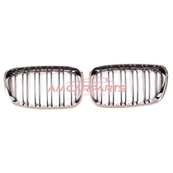 Upgrade Design Kühlergrill / Sportgrill passend für BMW 1er F20 / F21 Vor-Facelift 11-15 Hochglanz schwarz / chrom