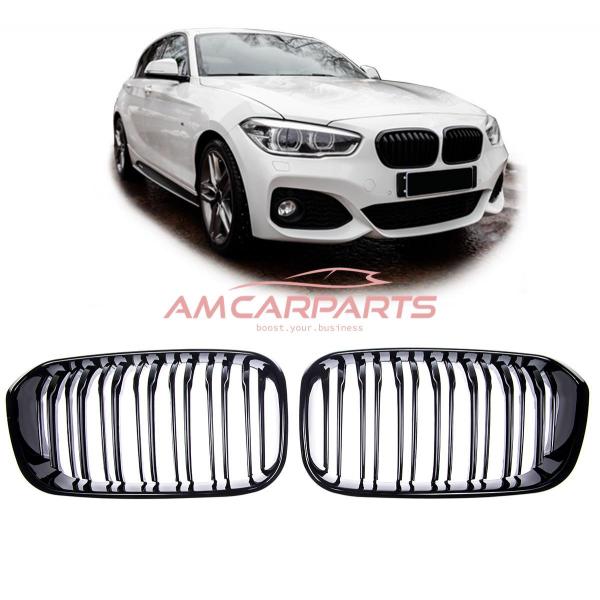 Upgrade Design Kühlergrill / Sportgrill passend für BMW 1er F20 / F21 Facelift 15-19 Hochglanz schwarz