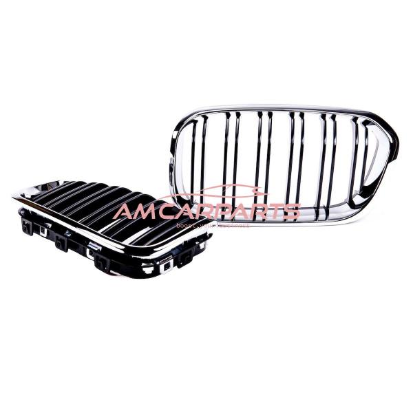 Upgrade Design Kühlergrill / Sportgrill passend für BMW 1er F20 / F21 Facelift 15-19 Hochglanz schwarz / chrom