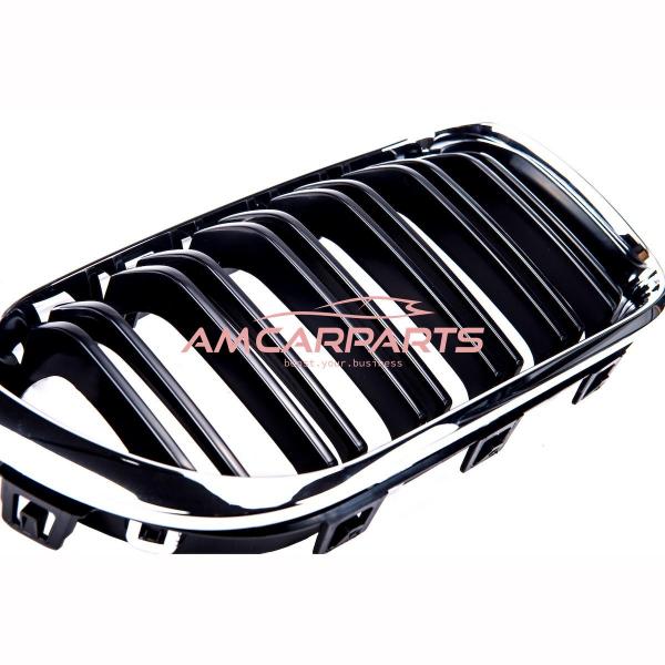 Upgrade Design Kühlergrill / Sportgrill passend für BMW 1er F20 / F21 Facelift 15-19 Hochglanz schwarz / chrom