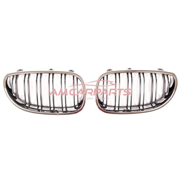 Upgrade Design Kühlergrill / Sportgrill passend für BMW 5er E60 / E61 03-10 Hochglanz schwarz / chrom