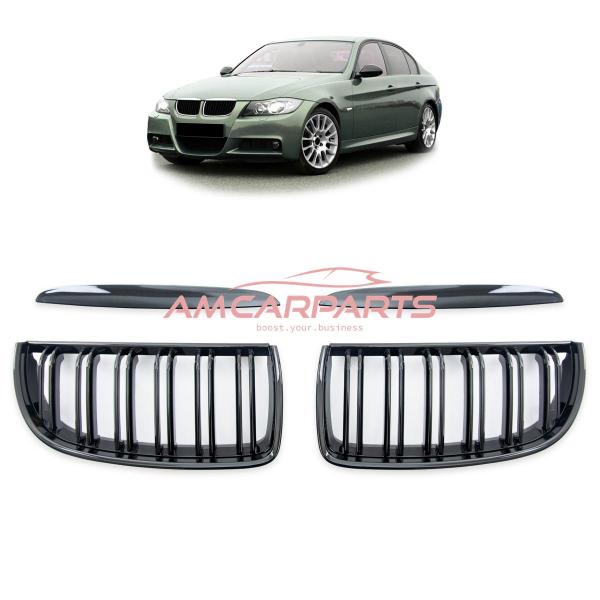 Upgrade Design Kühlergrill / Sportgrill passend für BMW 3er E90 / E91 05-08 Hochglanz schwarz