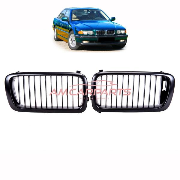 Upgrade Design Kühlergrill / Sportgrill passend für BMW 7er E38 Vor-Facelift 94-99 Matt schwarz