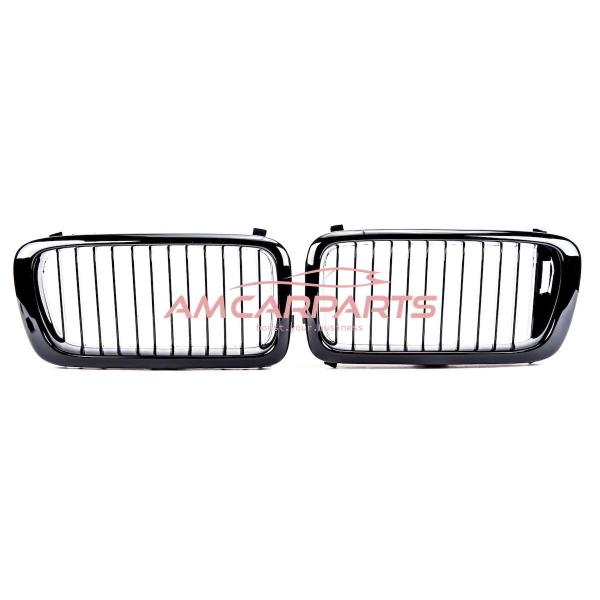 Upgrade Design Kühlergrill / Sportgrill passend für BMW 7er E38 Vor-Facelift 94-99 Hochglanz schwarz