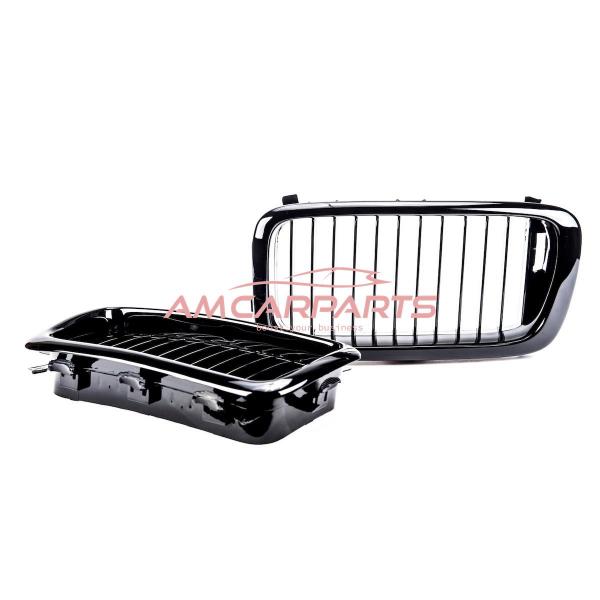 Upgrade Design Kühlergrill / Sportgrill passend für BMW 7er E38 Vor-Facelift 94-99 Hochglanz schwarz