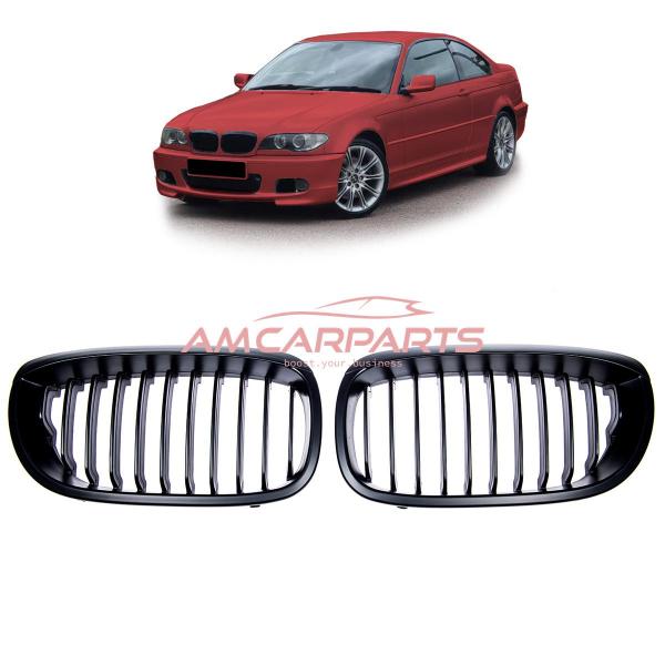 Upgrade Design Kühlergrill / Sportgrill passend für BMW 3er E46 Facelift 03-06 Matt schwarz