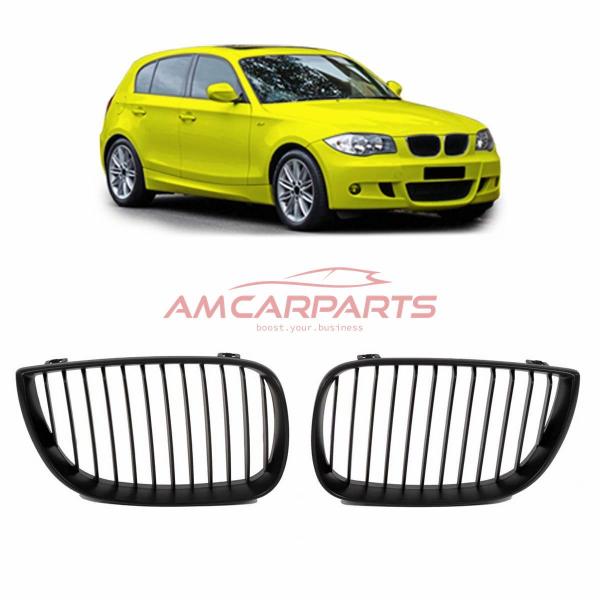 Upgrade Design Kühlergrill / Sportgrill passend für BMW 1er E81 / E87 Vor-Facelift 04-07 Matt schwarz