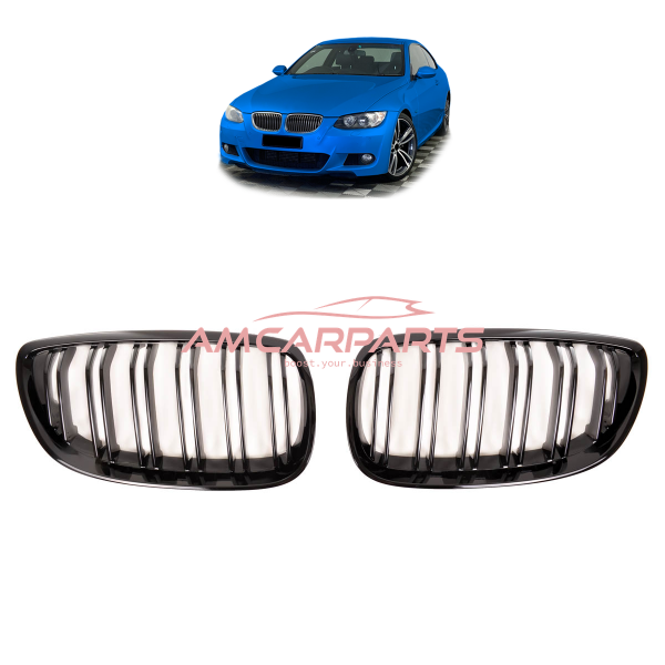 Upgrade Design Kühlergrill / Sportgrill passend für BMW 3er E92 / E93 Vor-Facelift 06-10 Hochglanz schwarz