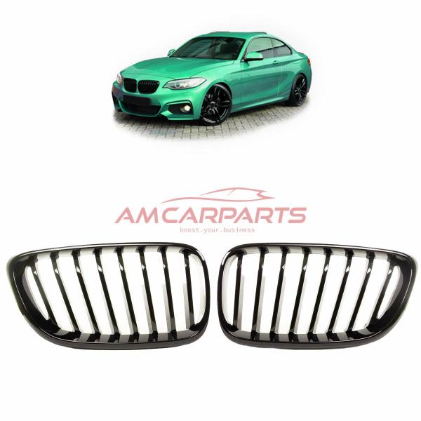 Upgrade Design Kühlergrill / Sportgrill passend für BMW 2er F22 / F23 / F87 14-21 Hochglanz schwarz