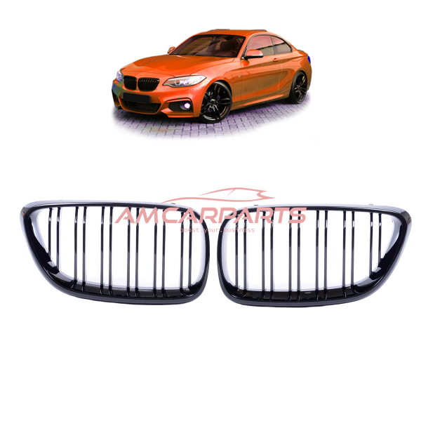 Upgrade Design Kühlergrill / Sportgrill passend für BMW 2er F22 / F23 / F87 14-21 Hochglanz schwarz