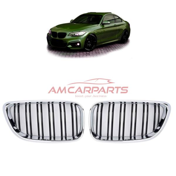 Upgrade Design Kühlergrill / Sportgrill passend für BMW 2er F22 / F23 13-21 Hochglanz schwarz / chrom