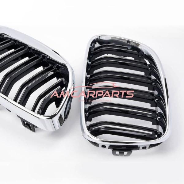 Upgrade Design Kühlergrill / Sportgrill passend für BMW 2er F22 / F23 13-21 Hochglanz schwarz / chrom