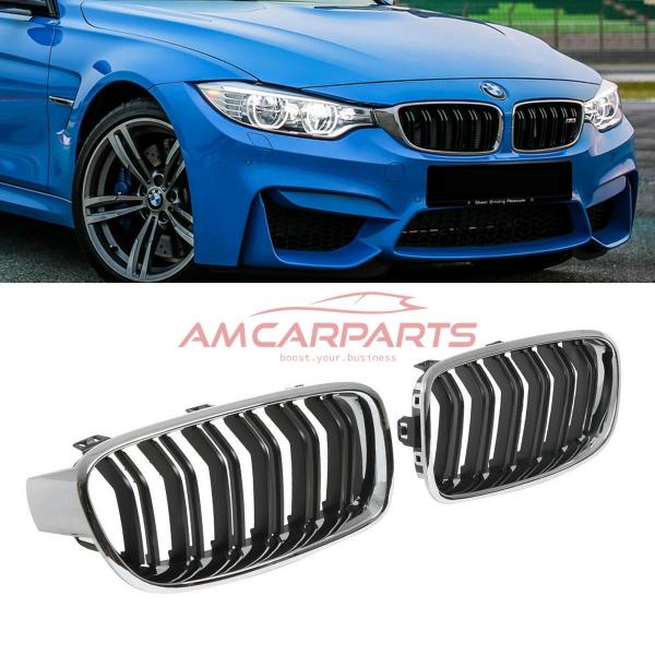 Upgrade Design Kühlergrill / Sportgrill passend für BMW 3er F30 / F31 11-19 Matt schwarz / chrom