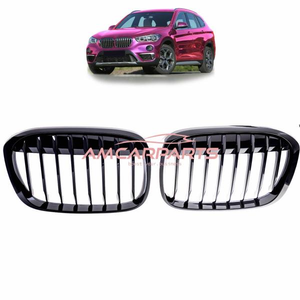 Upgrade Design Kühlergrill / Sportgrill passend für BMW X1 F48 Vor-Facelift 15-19 Hochglanz schwarz