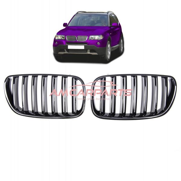 Upgrade Design Kühlergrill / Sportgrill passend für BMW X3 E83 Facelift 06-10 Hochglanz schwarz