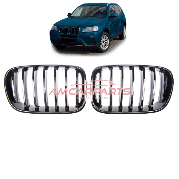 Upgrade Design Kühlergrill / Sportgrill passend für BMW X3 F25 Vor-Facelift 10-14 Hochglanz schwarz