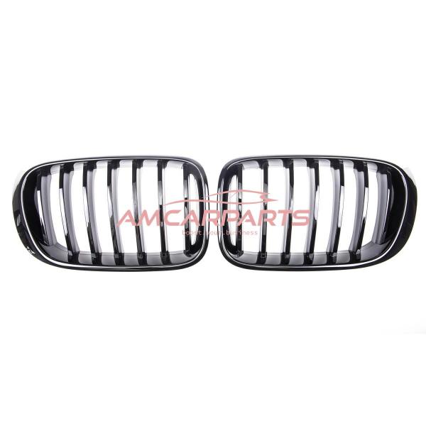 Upgrade Design Kühlergrill / Sportgrill passend für BMW X3 F25 / X4 F26 Facelift 14-17 Hochglanz schwarz