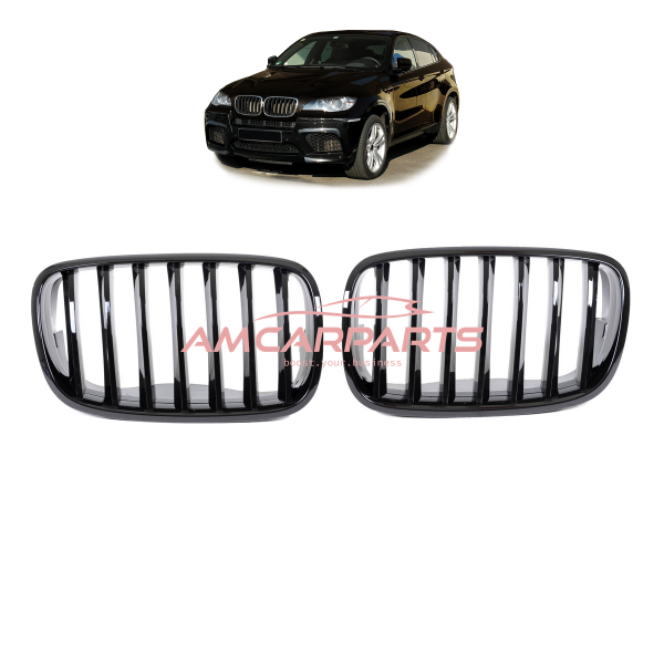 Upgrade Design Kühlergrill / Sportgrill passend für BMW X5 E70 / X6 E71 07-13 Hochglanz schwarz