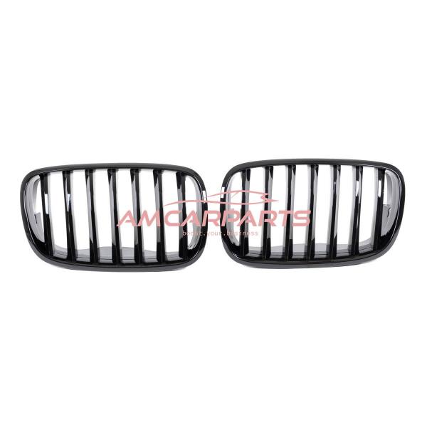 Upgrade Design Kühlergrill / Sportgrill passend für BMW X5 E70 / X6 E71 07-13 Hochglanz schwarz