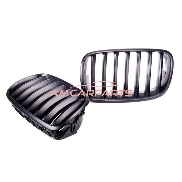 Upgrade Design Kühlergrill / Sportgrill passend für BMW X5 E70 / X6 E71, E72 13-18 Matt schwarz