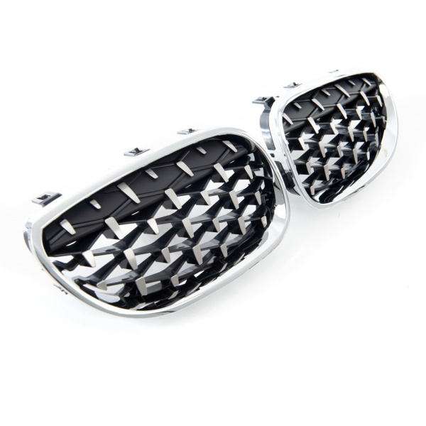 Upgrade "Teardrop" Design Sportgrill Frontnieren für BMW 5er E60 / E61 03-10 Matt schwarz / Silber