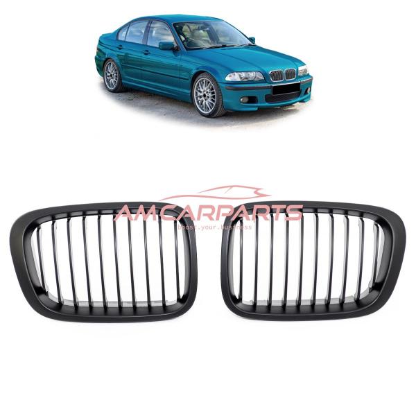 Upgrade Design Kühlergrill / Sportgrill passend für BMW 3er E46 Vor-Facelift Limousine/Touring 98-01 Matt schwarz